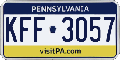 PA license plate KFF3057