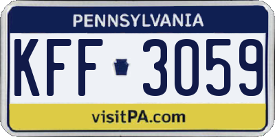 PA license plate KFF3059