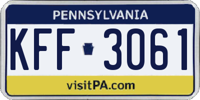 PA license plate KFF3061