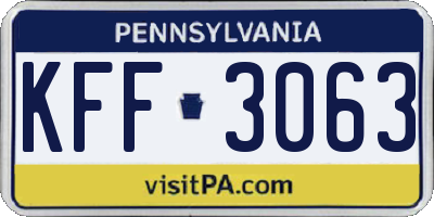 PA license plate KFF3063