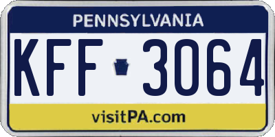 PA license plate KFF3064