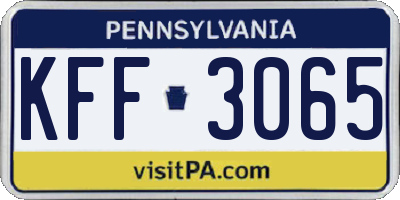 PA license plate KFF3065