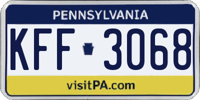 PA license plate KFF3068
