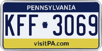 PA license plate KFF3069