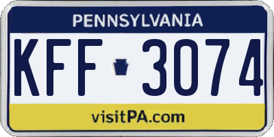 PA license plate KFF3074