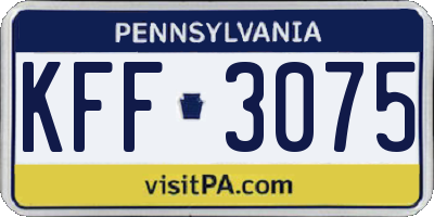 PA license plate KFF3075