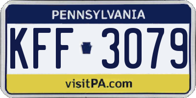 PA license plate KFF3079