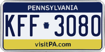 PA license plate KFF3080