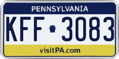 PA license plate KFF3083