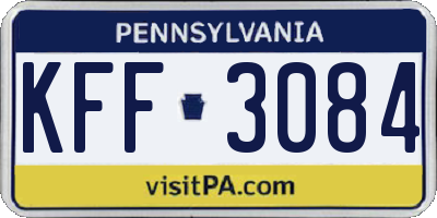 PA license plate KFF3084