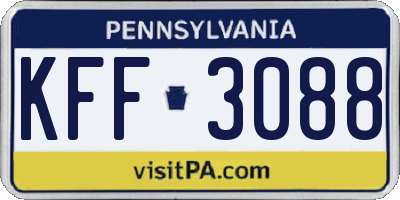 PA license plate KFF3088