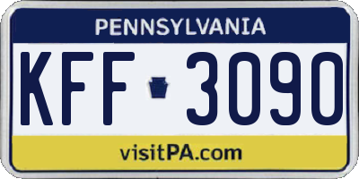 PA license plate KFF3090