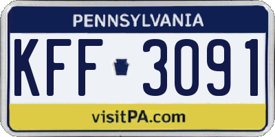 PA license plate KFF3091