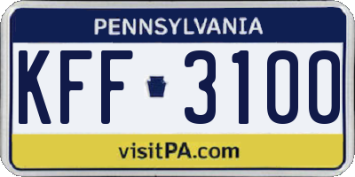 PA license plate KFF3100