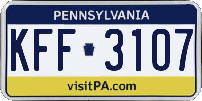 PA license plate KFF3107