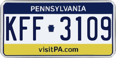 PA license plate KFF3109