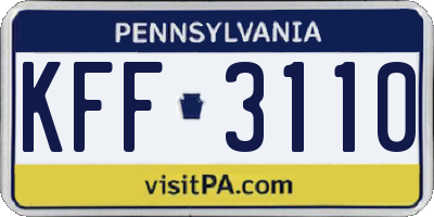 PA license plate KFF3110