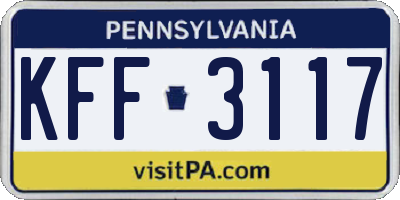 PA license plate KFF3117
