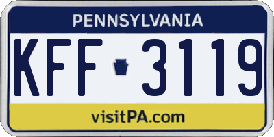 PA license plate KFF3119