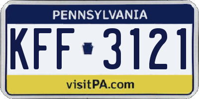PA license plate KFF3121