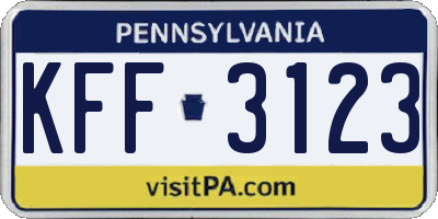 PA license plate KFF3123