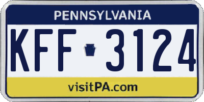 PA license plate KFF3124