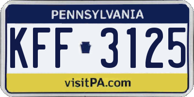 PA license plate KFF3125