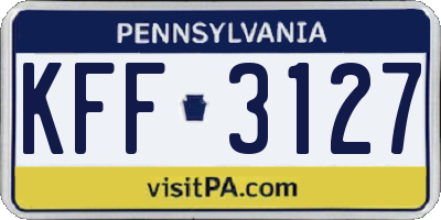 PA license plate KFF3127