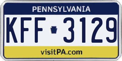 PA license plate KFF3129