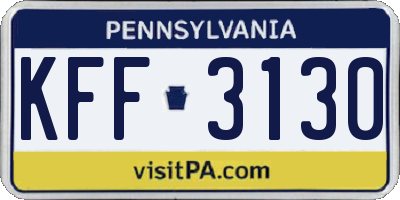 PA license plate KFF3130