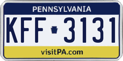 PA license plate KFF3131
