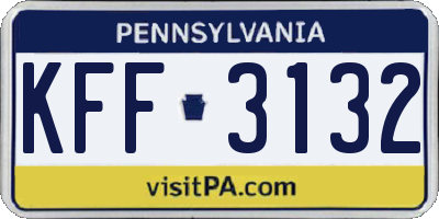 PA license plate KFF3132
