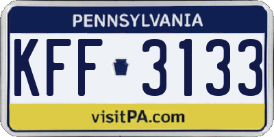 PA license plate KFF3133