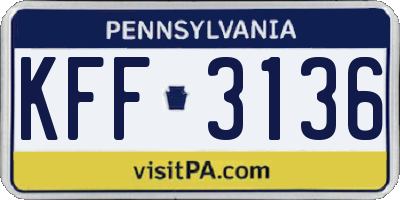 PA license plate KFF3136