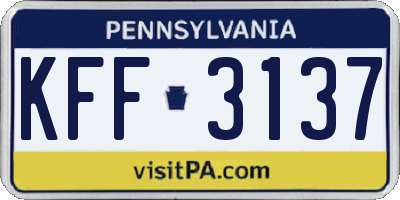PA license plate KFF3137