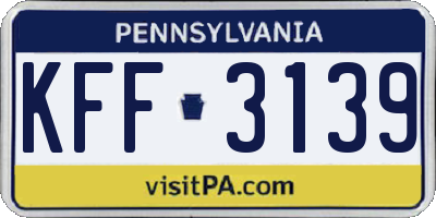 PA license plate KFF3139