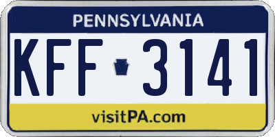 PA license plate KFF3141