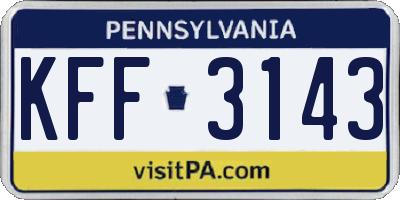 PA license plate KFF3143