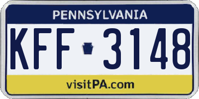 PA license plate KFF3148