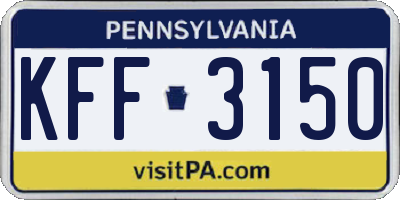 PA license plate KFF3150