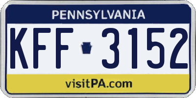 PA license plate KFF3152