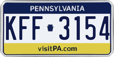 PA license plate KFF3154