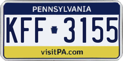 PA license plate KFF3155