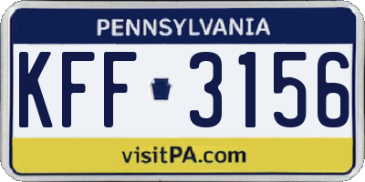 PA license plate KFF3156