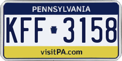 PA license plate KFF3158