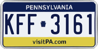 PA license plate KFF3161