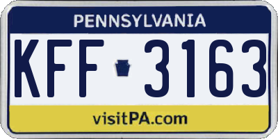 PA license plate KFF3163