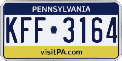 PA license plate KFF3164