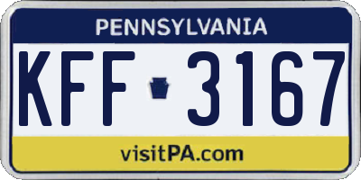 PA license plate KFF3167