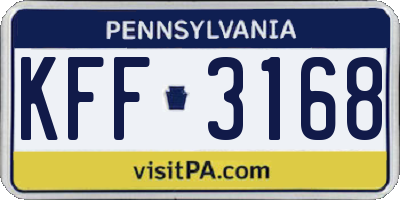 PA license plate KFF3168